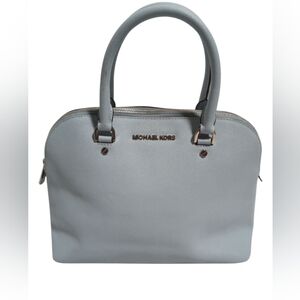 Michael Kors Jet Set Travel Saffiano Leather Tote Handbag Light Blue Structured
